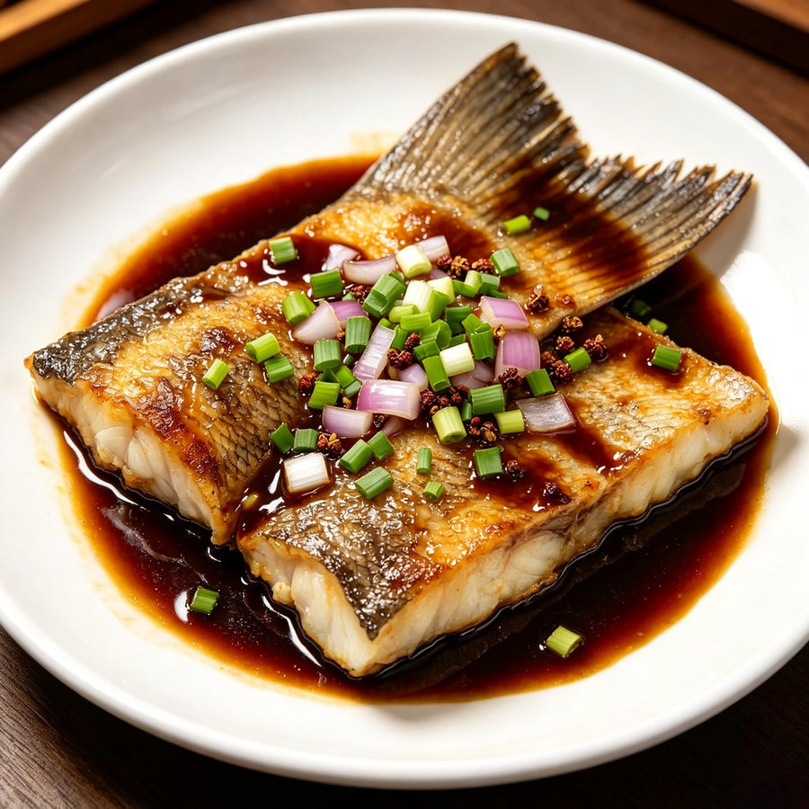 Seared cod fish tails